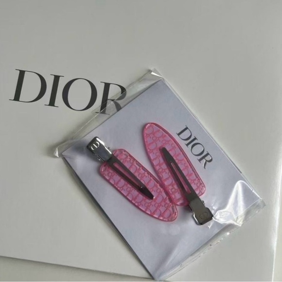 Dior Beauty Pink Logo Hair Clip Set - Picture 2 of 3